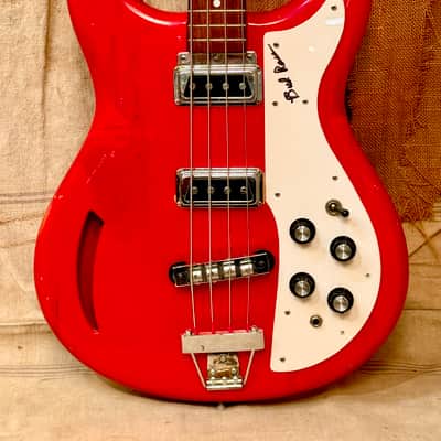 Kustom K-200 Bass Guitar 1968 - Transparent Red image 3
