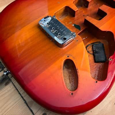 Unbranded Transparent Red Burst S Type Guitar Body inc Bridge image 3