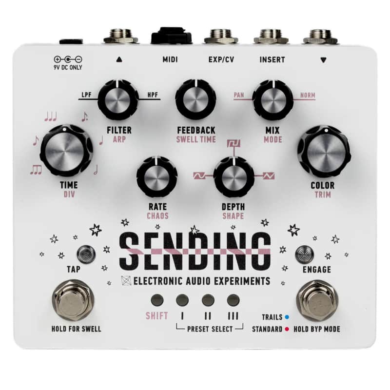 New Electronic Audio Experiments Sending V2 Delay Guitar Effects Pedal White image 1