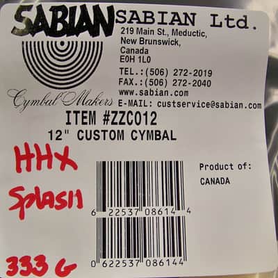 Sabian Prototype HHX 12" Splash Cymbal/Model #ZZC012/New/333 Grams image 6