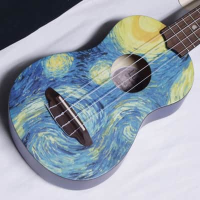 LUNA Starry Night Soprano UKULELE w/ Gig Bag new Uke - Mahogany - Blue image 3