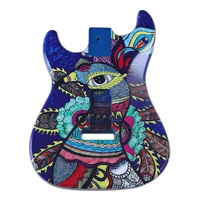 Custom Blue Pattern Finish Guitar Strat Style Poplar Wood Body image 3