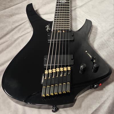 Aguda Black Hole Limited Run 7 String Multiscale 2024 - Gloss Black Headless Guitar image 2