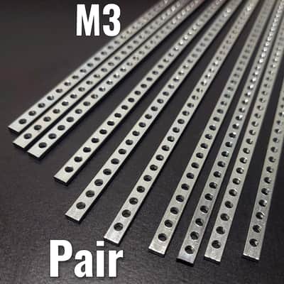 2 x 104hp / M3 (3mm) Eurorack Threaded Nut Strips (Pair) image 1