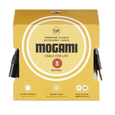 Mogami 5m TRS Jack - XLRM Cable with Neutrik Black and Gold Connectors image 5