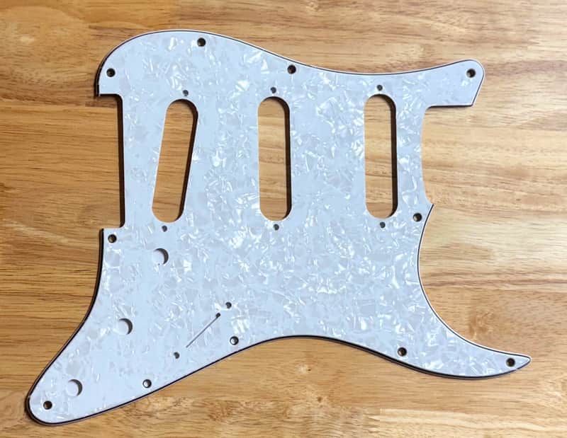 Stratocaster Pickguard, 11-Hole, 3-Ply Pearloid White image 1