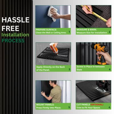 2 Pcs Acoustic Wood Panels For Wall & Ceiling - 47" X 23.6" Sound Absorbing 3D Fluted Wood Slat Wall Panels With Wood Finish - Noise Canceling Panels For Home, Office & Studio - Black Oak image 2