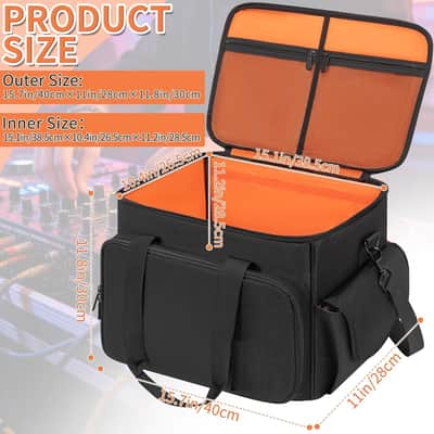 DJ Cable File Bag With Adjustable Dividers, Dj Gig Bag for Cables, Cords, DJ Gear, Sound Instrument and Accessories, Cable Organizer Bag 16L x 11W x 12H inch image 2