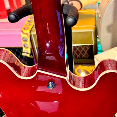 Vintage Guitar  VINTAGE LVSA500CR Red LEFT HANDED Zurda Thin Line SEMI ACOUSTIC GUITAR    Cherry Red image 15