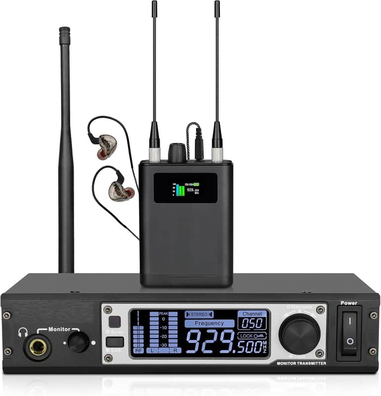 Wireless Stereo/Mono in-Ear Monitor System,Rackmount,900MHz,164Ft,Professional Wireless Stage Return for Private Stage Performances image 1