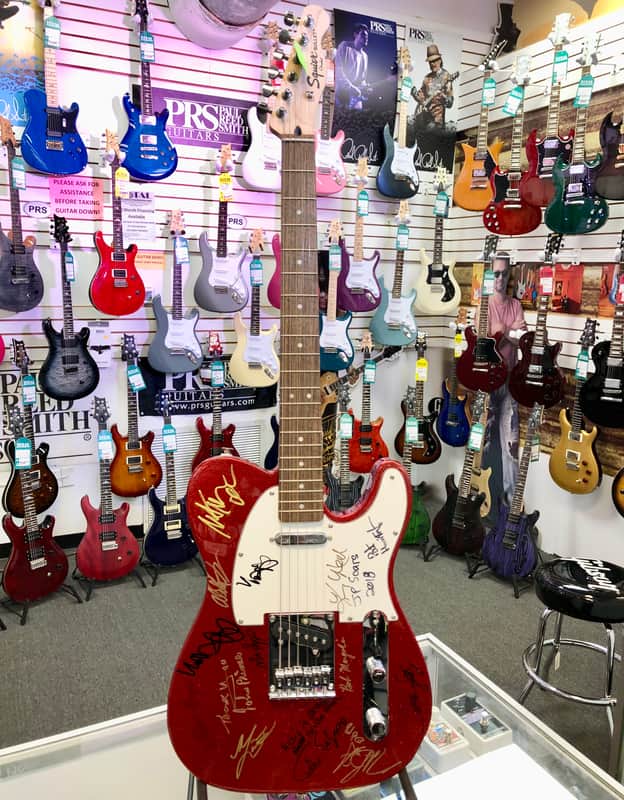 Squier Bullet Telecaster, Red Sparkle, Autographed by 2018 Blues Cruise Artists with Gig Bag - Pre Owned image 1