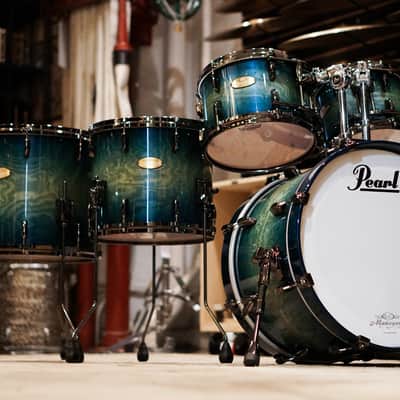 Pearl 10/12/14/16/20" Masterworks Drum Set - Scuba Blue Tamo Ash image 1
