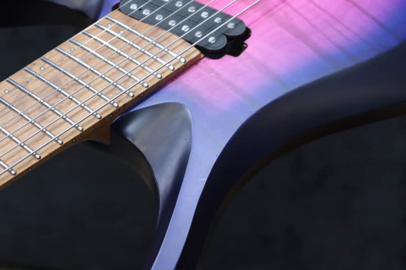NK Guitars 7-String Headless Flame Top Purple Blue Burst Electric