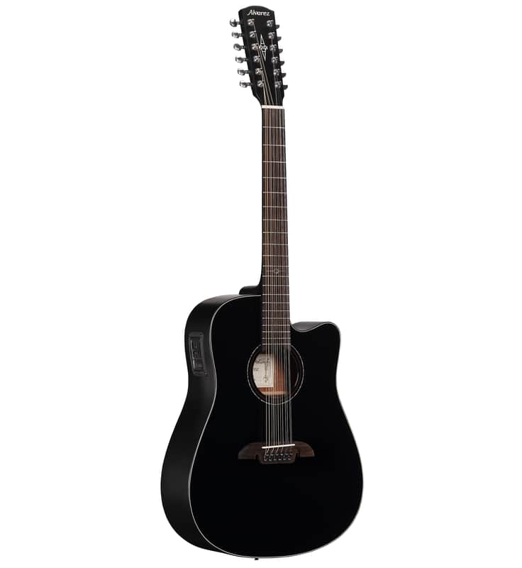 Alvarez AD60-12CEBK-12 Strings Dreadnought Acoustic / Electric Guitar in Black image 1