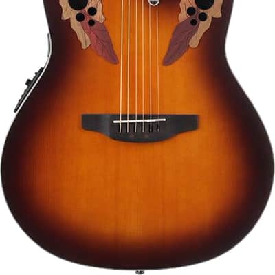 Ovation Celebrity Elite Super Shallow Acoustic-Electric Guitar, Sunburst w/ Gig Bag and Guitar Stand image 2