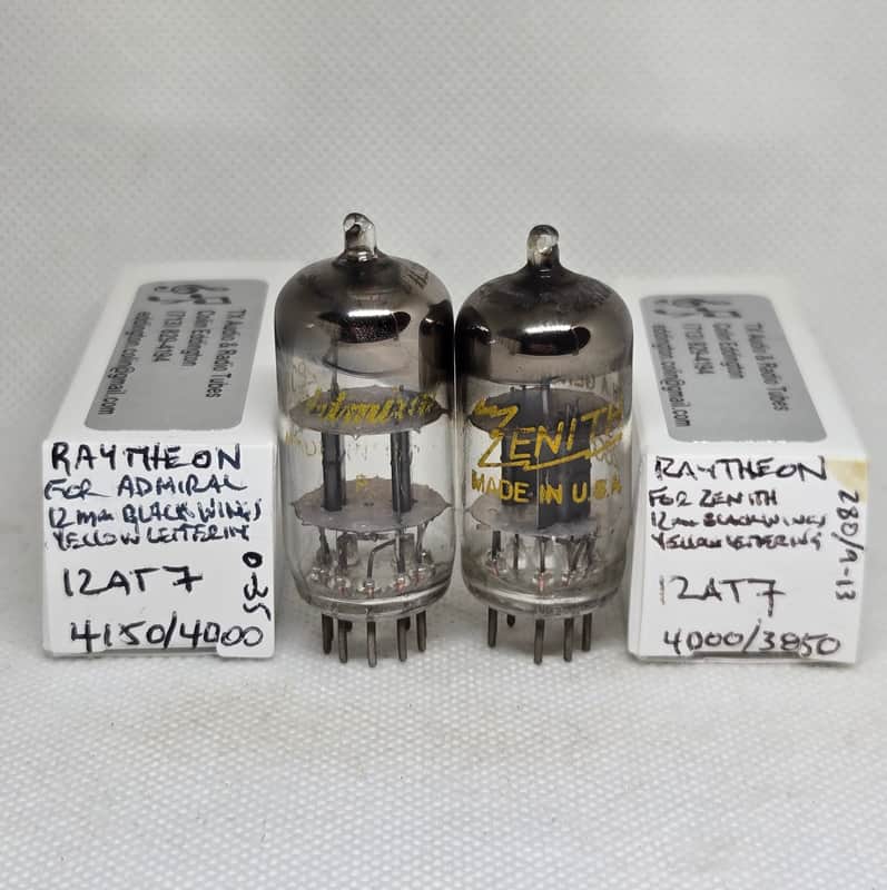 Raytheon 12AT7 Black Plate Well Matched (7.2%) Pair NOS ECC81 image 1