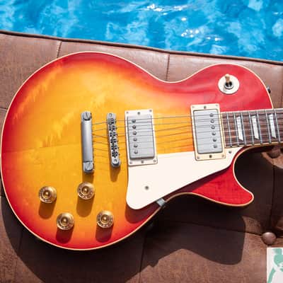 1999 Epiphone by Gibson LPS-80 '58 Reissue Style Les Paul Standard -w Open Book Headstock - Heritage Cherry Sunburst - Made in Japan! Pro Set Up w Perfect Frets/Action/Intonation image 5