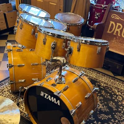 VINTAGE 1980's Tama Superstar Double Bass Drum Set in Natural Gloss - 14x24, 14x24, 8x12, 9x13, 10x14, 12x15, 16x16, 16x18 image 3