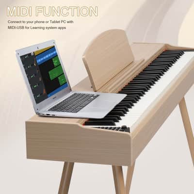 Ukscs 88 Key Standard Full Weighted Keyboards Digital Piano with Metal Stand, Power Adapter, Triple Pedals, Headphoneï¼Œfor All Experience Levels Natural Technology Wood image 5
