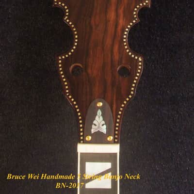 Handcrafted 5 String Banjo Neck, Solid Mahogany MOP & Abalone Block Inlay, Heel Carved BN-2017 Bruce Wei image 7