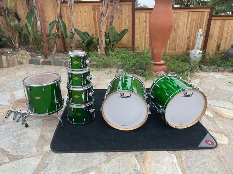 Double Bass Drumming(中古品) Pearl MCX Masters 7pc Double Bass Drum Kit Shamrock Green | Reverb