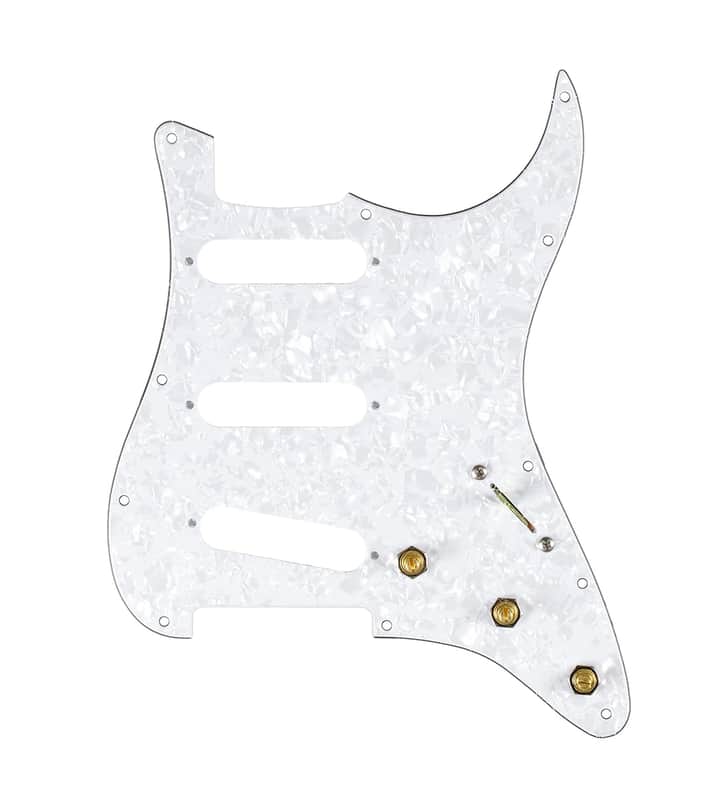 920D Custom SSS Pre-Wired Pickguard for Strat With A White Pearl Pickguard and S5W-BL-V Wiring Harness image 1
