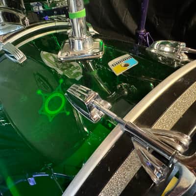 Rikki Rockett's Poison "Crack A Smile", Ludwig Green Vistalite 5-Piece Set 22", 16", 13", 12" with 5.5x14" Zickos Snare image 6
