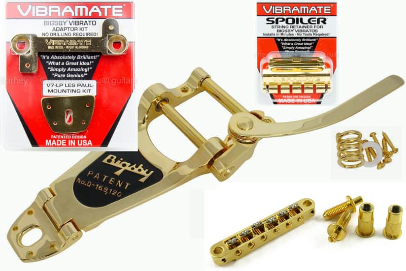 OUR BEST! Bigsby Gold B7G Tremolo & Vibe V7G, Spoiler, Tonepros roller bridge, 4 Epiphone Les Paul image 1