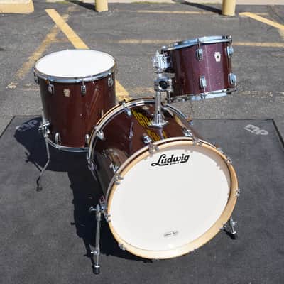 Ludwig USA Classic Maple 3pc Shell Pack - Burgundy Sparkle Wrap | 12", 16", 22" LUDWIG -USA Showroom Shell Pack! image 5