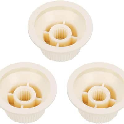 18-Spline Electric Guitar Control Knobs 2 Tone and 1 Volume Knobs Metric 6mm (15/64") Speed Knobs Top Hat for Squier Strat ST Electric Guitars Pack of 3 JT/XN-04 Vintage White image 4