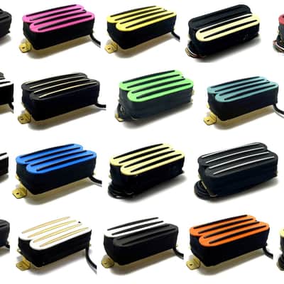 DFG Quad Rails Humbucker, Hot Four Blade Passive 23K Pickup for Bridge or Neck Use ~ Yellow w/ Black Rails image 5
