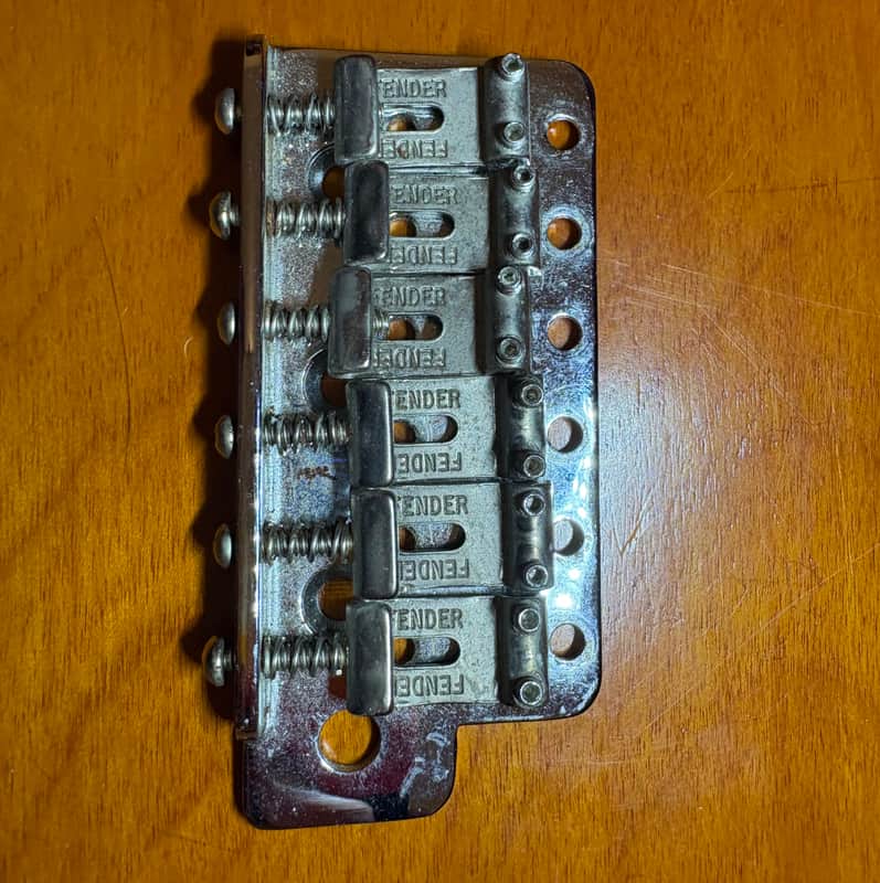 Fender Vintage stratocaster bridge with adj saddles 70’s - Nickel image 1