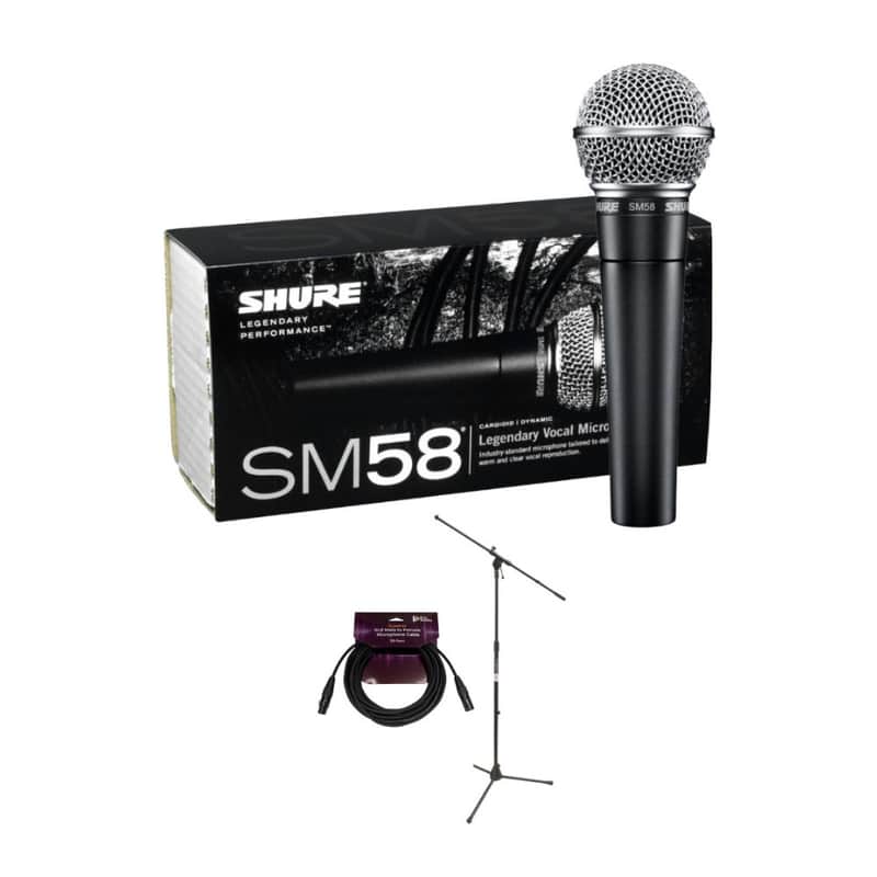 Shure Cardioid Dynamic Vocal Microphone Bundle with Stand and Cable (3 Items) image 1
