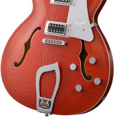 Hagstrom HSSUVIK95 Electric Guitar, Super Viking, Mandarin Flame image 3