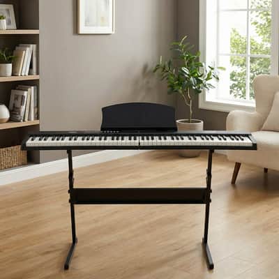 Ukscs 88 Key Magnetic Connection Piano Semi-Weighted Standard Digital Piano with Stand, MIDI Bluetooth, Handbag，Headphone，for Piano Lover Black color image 5