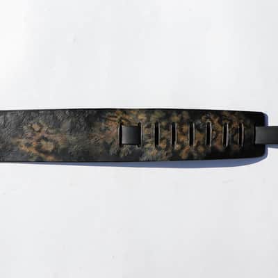 Burny Black Handmade Leather Guitar Strap: Black Panther_Carved & Painted, Custom Initials 2026(made to order) - oil image 13