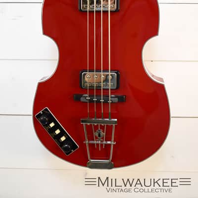 2013 Hofner Bass GL-VB-60-WR Lefty Red in German made Gold label with OHSC #6036 image 1