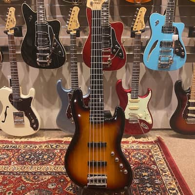 Squier Deluxe Jazz Bass V Active 3-Color Sunburst Bass - New Old Stock image 1