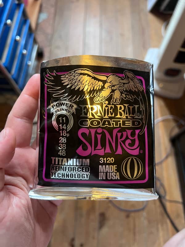 Ernie Ball 3120 Coated Titanium Power Slinky Electric Guitar Strings (11-48) 2010s - Silver image 1