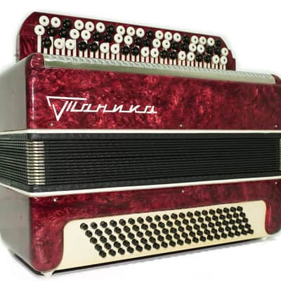 Bayan Accordion Tonica, Button Accordion Instrument 100 Bass, New Straps, Concertina B System, Soviet Harmonica in Tune, 2693 image 4