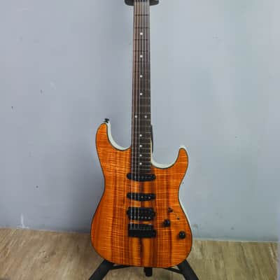 2020 Schecter USA Custom Shop Sunset SS CTM II HSS Natural Koa / Trans White Back Electric Guitar w/OHSC image 2