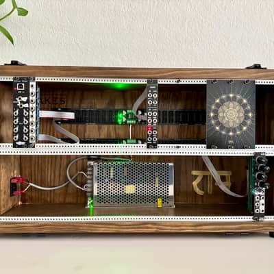 6Ux104HP Portable Eurorack Case Powered Dark Walnut Module and Cables image 1