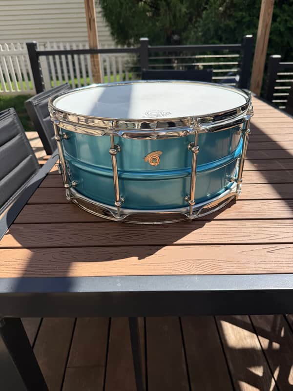 Joyful Noise Luminary 6.5x14 Anodized Blue Snare Drum – Mint – Case & Paperwork image 1