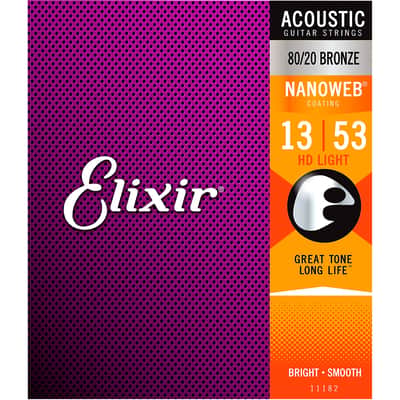 Elixir Strings 11182 Nanoweb 80/20 Acoustic Guitar Strings - .013-.053 HD image 3