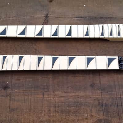 24  SHARK FIN BANANA NECK MAPLE GUITAR NECK WITH FLOYD ROSE NUT INSTALLED DIY NECK image 2