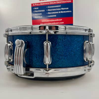 Slingerland Super Gene Krupa Radio King 5.5x14 Snare Drum 1960 - Blue Sparkling Pearl image 8