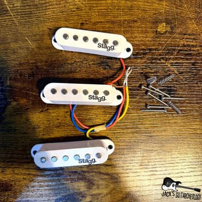 Stagg S-Style Single Coil Pickups- Set of 3 (2010s - White) image 2