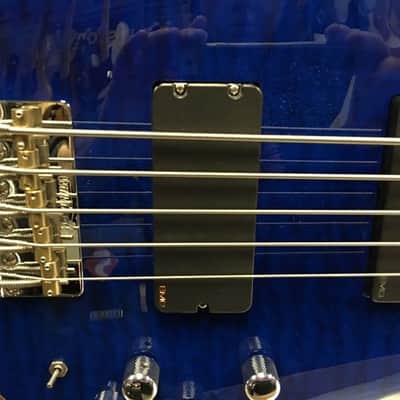 ESP/LTD Surveyor 415 Bass Guitar Quilt Blue Electric Bass image 3