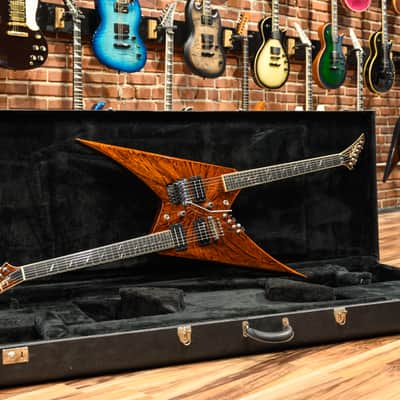 Jackson USA Custom Shop Back to Back Double Neck Rhoads One Off Master Built by Pablo Santana  Rootbeer Swirl 2005 w/OHSC image 2