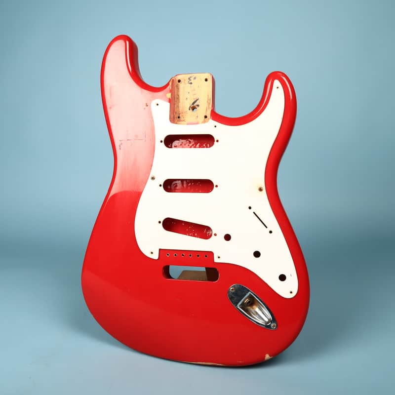 1994 Squier Stratocaster Ferrari Red Guitar Body w/ Pickguard image 1